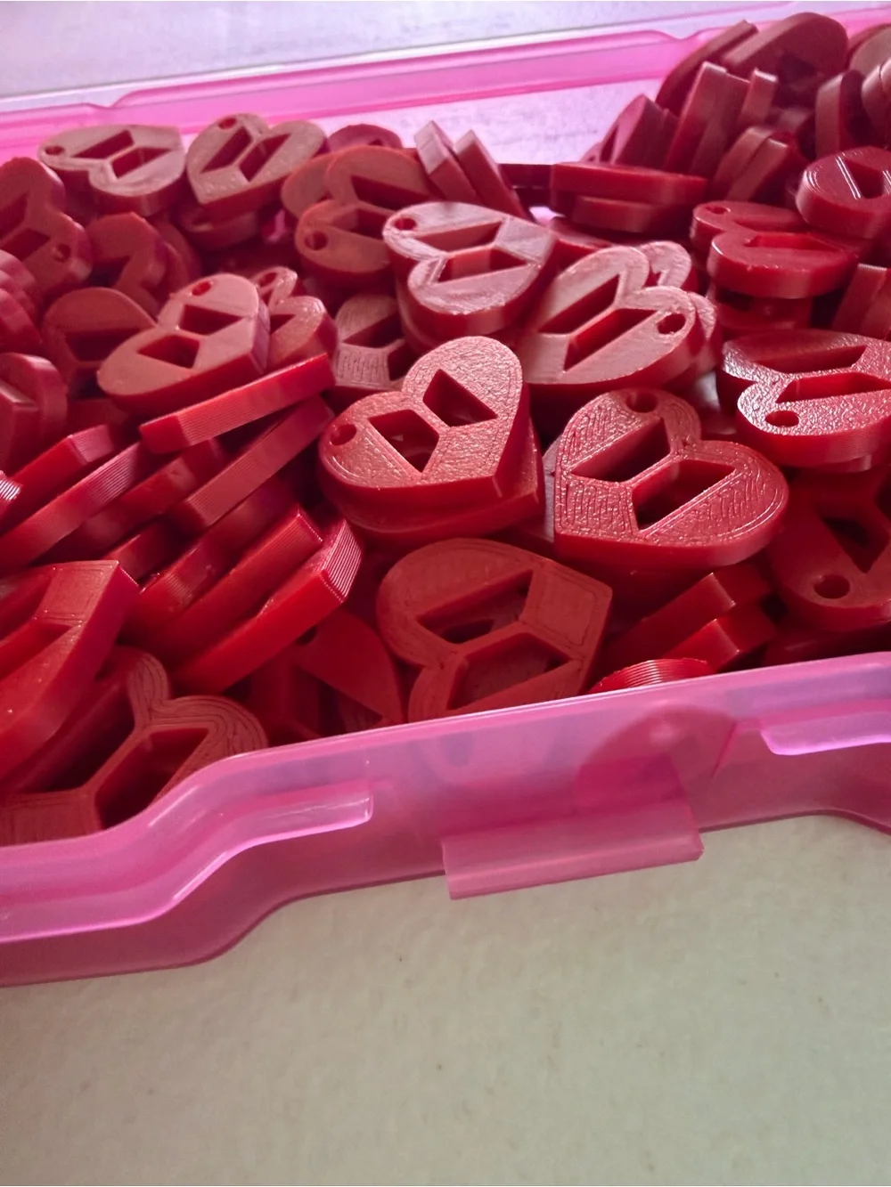 3d Printed Red Heart - Bulk Pack for give aways or charm projects.